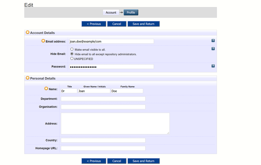 Stage 1 of the User workflow